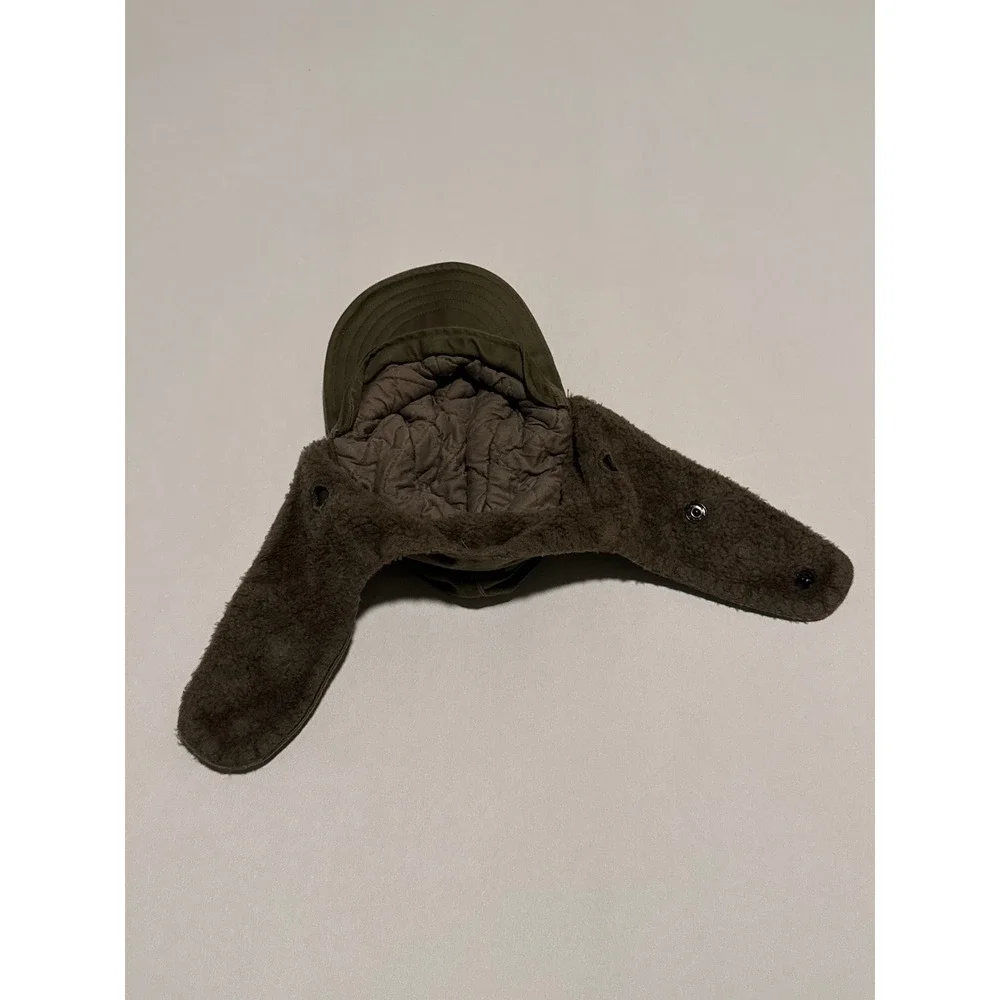 Vintage 1980 Austrian Military Winter Field Cap Olive Drab Ear Flaps Hat Kids
